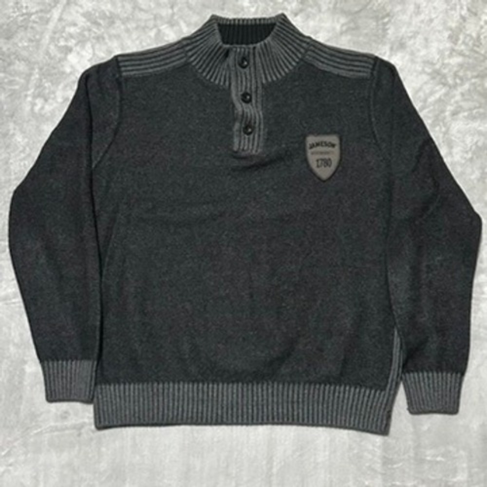 Jameson Irish Whiskey Mens XL Gray Quarter Button Zip Mock Neck Knit Sweater